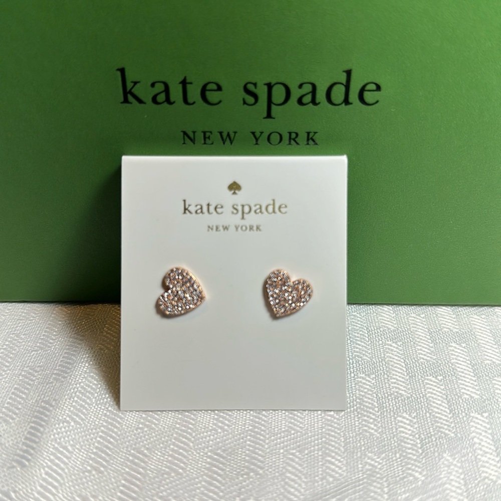 Kate Spade Earrings gold hearts “yours truly” new